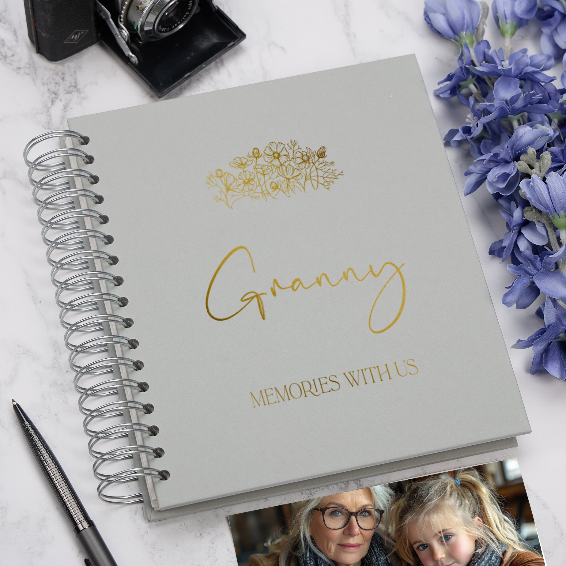 Personalised Large Granny Photo Album With Sentiment Multiple Colours Photo Album ukgiftstoreonline Grey 4x6 Inch Album