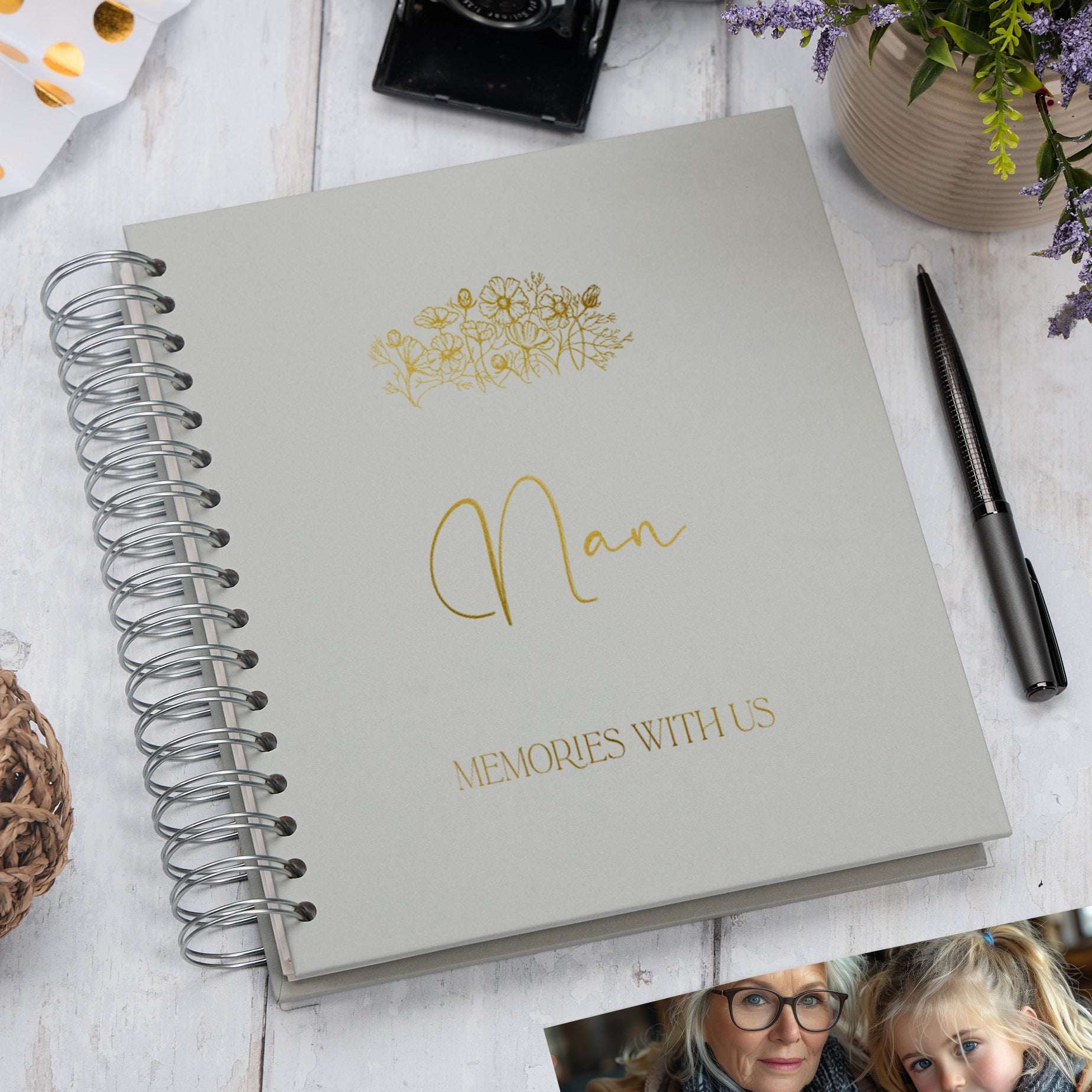 Personalised Large Nan Photo Album With Sentiment Multiple Colours Photo Album ukgiftstoreonline Grey 4x6 Inch Album