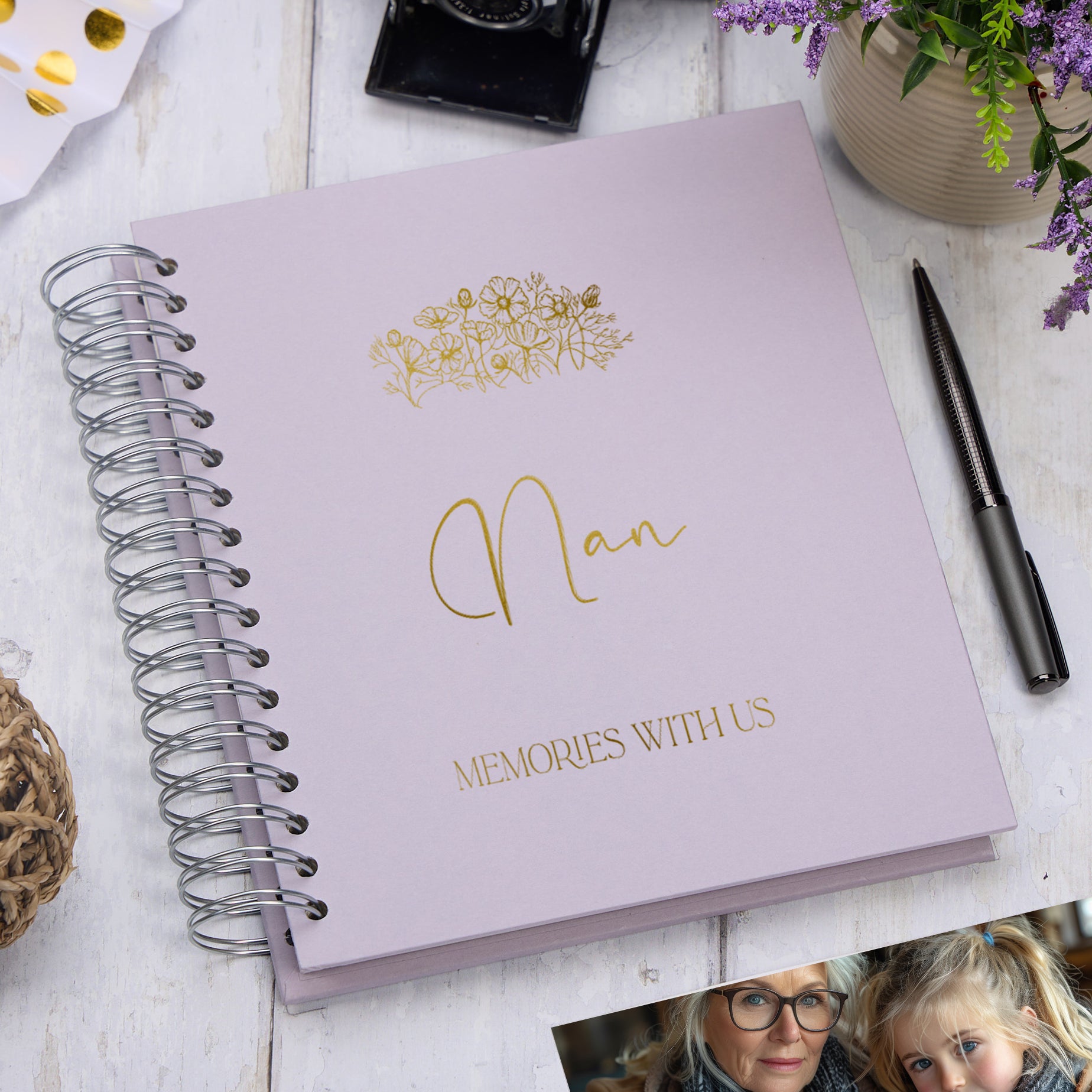 Personalised Large Nan Photo Album With Sentiment Multiple Colours Photo Album ukgiftstoreonline Lilac 4x6 Inch Album