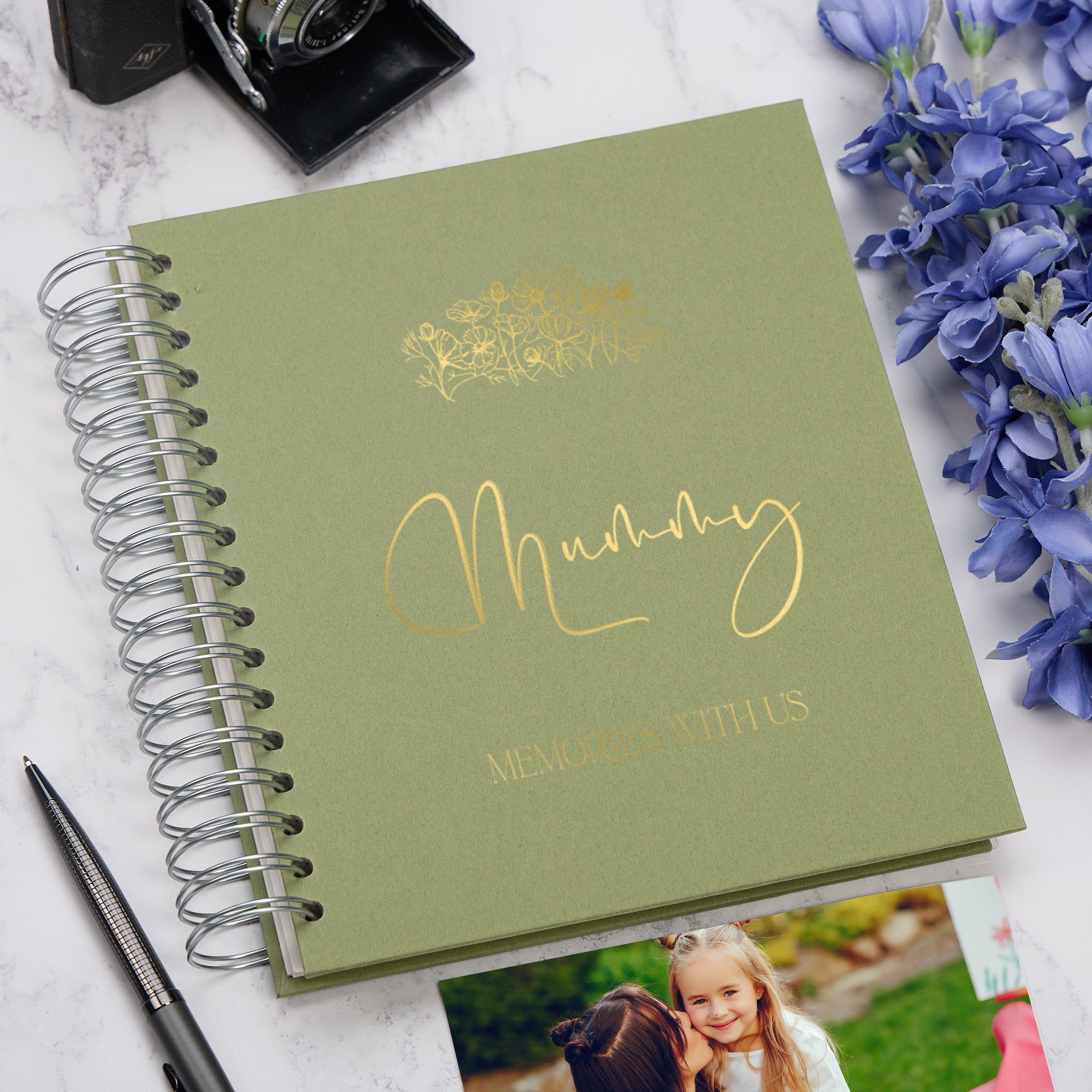 Personalised Large Mummy Photo Album With Sentiment Multiple Colours Photo Album ukgiftstoreonline Olive 4x6 Inch Album