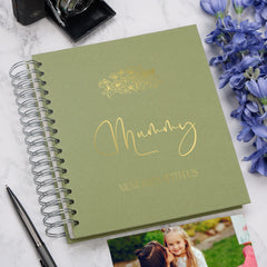 Personalised Large Mummy Photo Album With Sentiment Multiple Colours Photo Album ukgiftstoreonline Olive 4x6 Inch Album