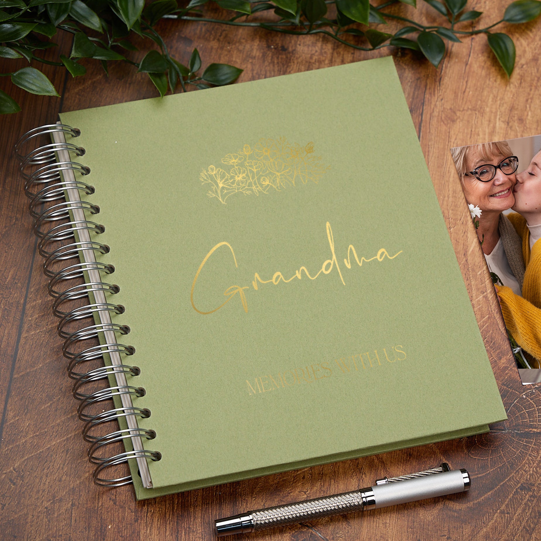 Personalised Large Grandma Photo Album With Sentiment Multiple Colours Photo Album ukgiftstoreonline Olive 4x6 Inch Album