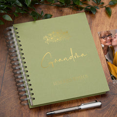 Personalised Large Grandma Photo Album With Sentiment Multiple Colours Photo Album ukgiftstoreonline Olive 4x6 Inch Album