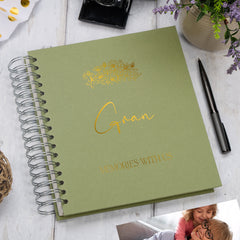 Personalised Large Gran Photo Album With Sentiment Multiple Colours Photo Album ukgiftstoreonline Olive 4x6 Inch Album