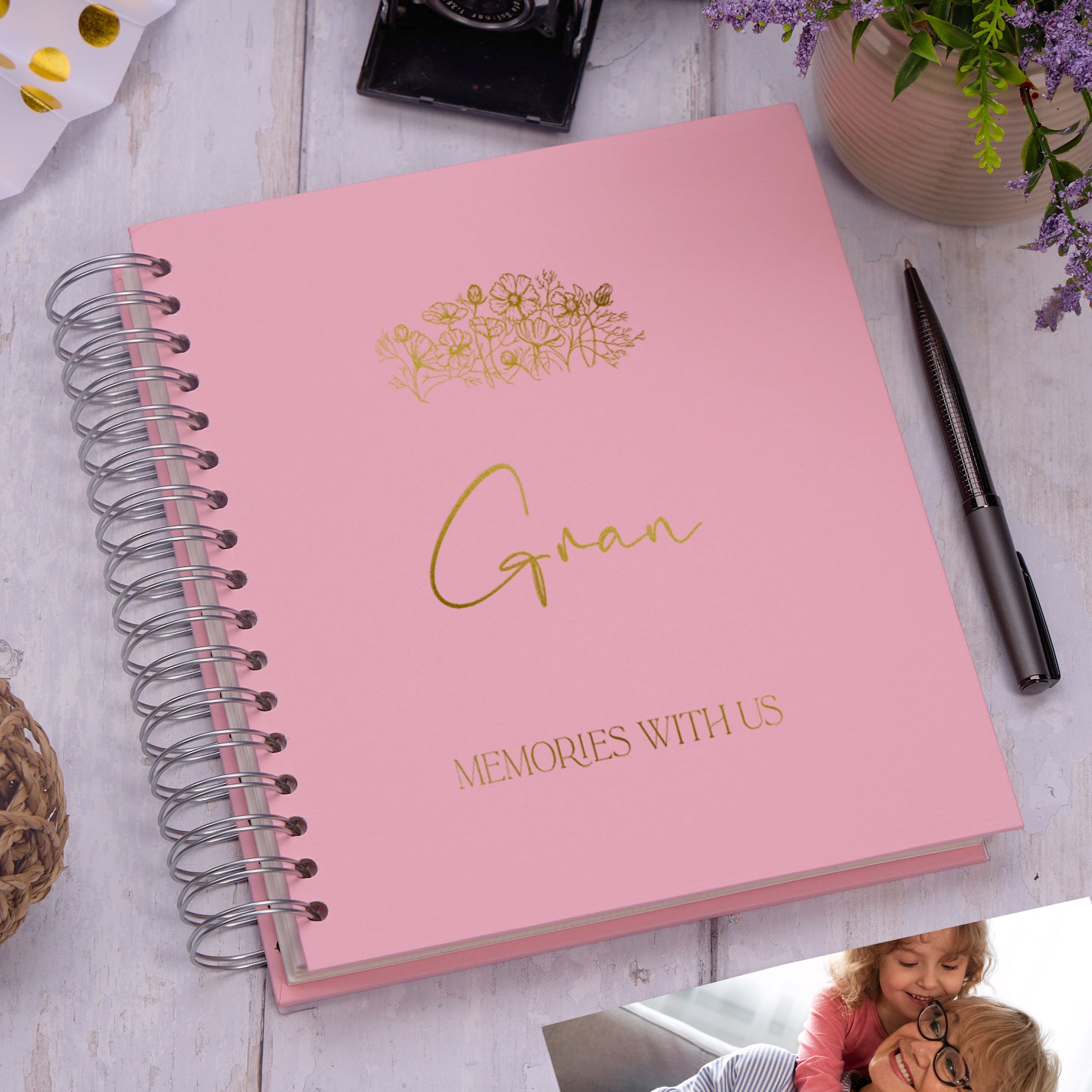 Personalised Large Gran Photo Album With Sentiment Multiple Colours Photo Album ukgiftstoreonline Pink 4x6 Inch Album