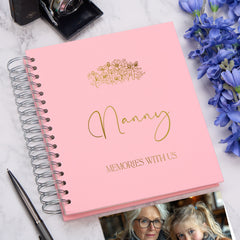 Personalised Large Nanny Photo Album With Sentiment Multiple Colours