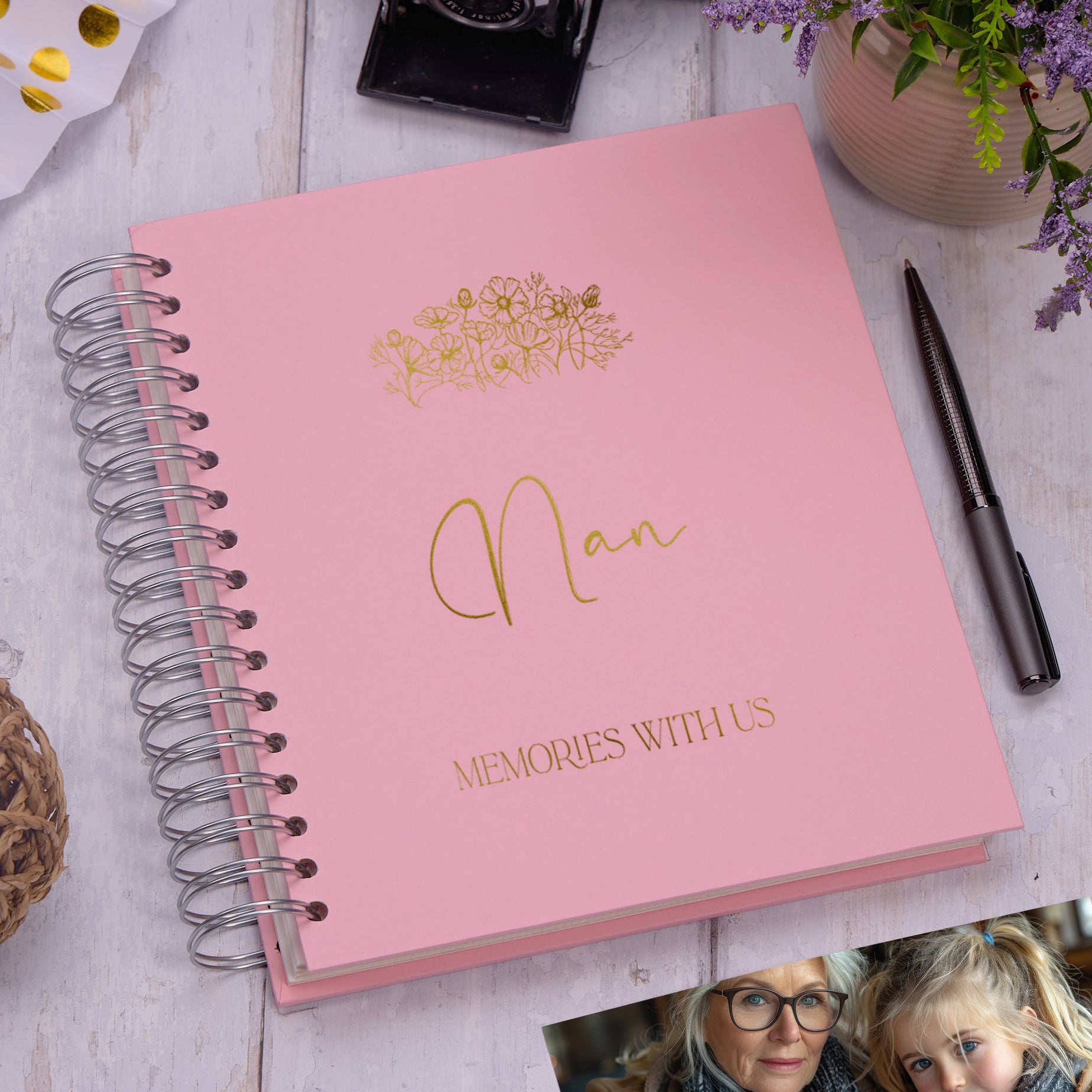 Personalised Large Nan Photo Album With Sentiment Multiple Colours Photo Album ukgiftstoreonline Pink 4x6 Inch Album