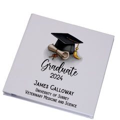 Personalised Graduation Photo Album Gift With Linen Cover And Hat Design