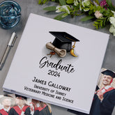 Personalised Graduation Photo Album Gift With Linen Cover And Hat Design
