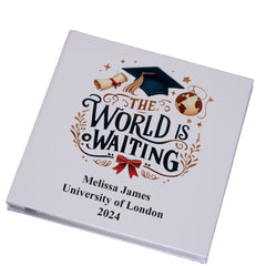 Personalised Graduation Photo Album With Linen Cover World Awaits Design