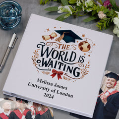 Personalised Graduation Photo Album With Linen Cover World Awaits Design