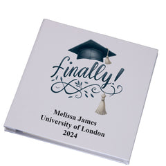 Personalised Graduation Photo Album With Linen Cover Finally Graduated Design