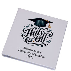 Personalised Graduation Photo Album With Linen Cover Hats Off