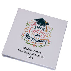 Personalised Graduation Photo Album With Linen Cover New Beginning
