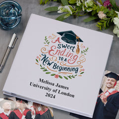 Personalised Graduation Photo Album With Linen Cover New Beginning