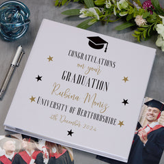 Personalised Graduation Photo Album With Linen Cover Star Design