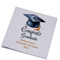 Personalised Graduation Photo Album With Linen Cover Watercolour Hat
