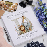 Personalised First Year of Adventures Self-Adhesive Linen Photo Album Baby Memory Book Linen Photo Album ukgiftstoreonline