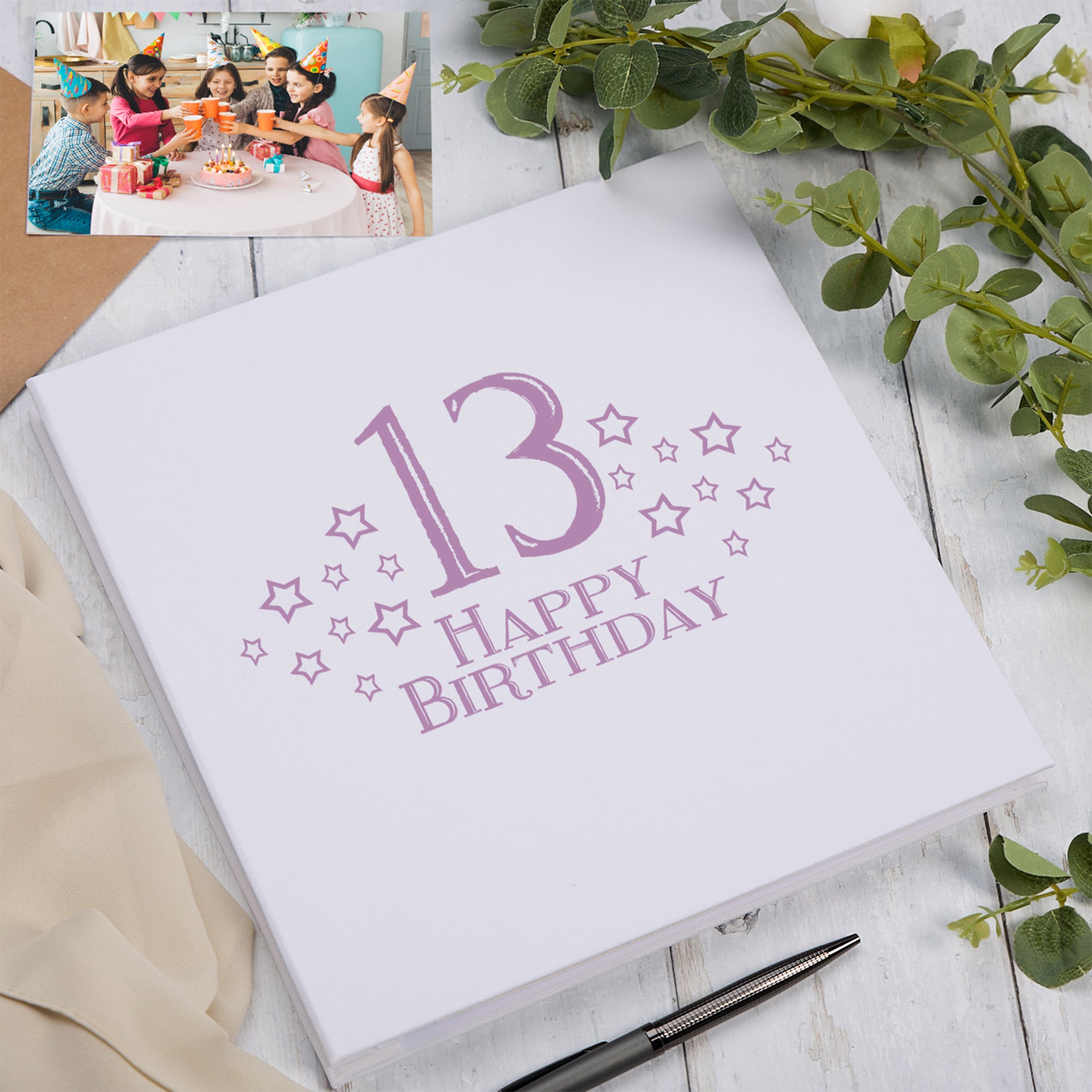 Large Linen Cover 13th Birthday Gift For Her Or Him With Star Design Photo Album photo album ukgiftstoreonline