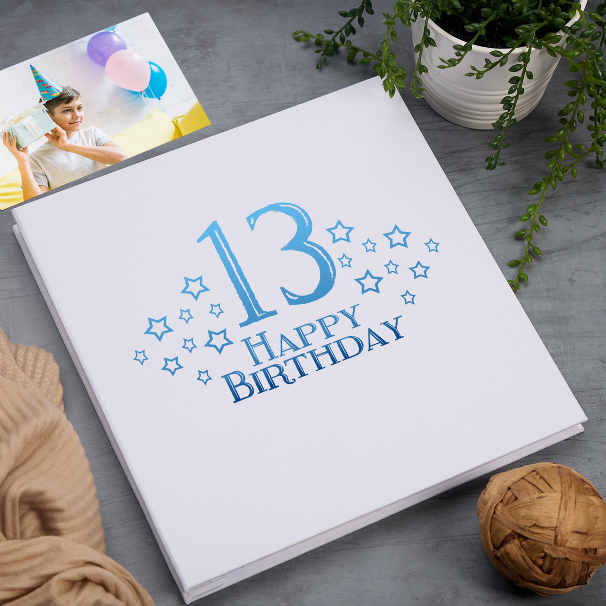 Large Linen Cover 13th Birthday Gift For Her Or Him With Star Design Photo Album photo album ukgiftstoreonline