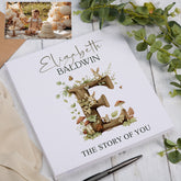 Personalised Story of You Self-Adhesive Linen Photo Album Birthday Memory Book Woodland Alphabet Design Linen Photo Album ukgiftstoreonline
