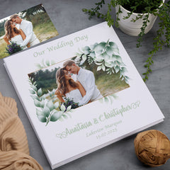 Large Personalised Linen Wedding Photo Album Custom Photos Memory Storage Album With Leaves