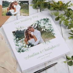 Large Personalised Linen Wedding Photo Album Custom Photos Memory Storage Album With Leaves