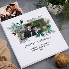 Personalised Large Linen Graduation Photo Album Elegant Leaves Design Custom Photo Graduation Day Memory Storage Album Linen Photo Album ukgiftstoreonline