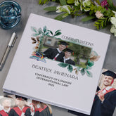 Personalised Large Linen Graduation Photo Album Elegant Leaves Design Custom Photo Graduation Day Memory Storage Album