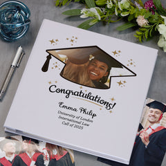 Personalised Large Linen Congratulations Graduation Photo Album Elegant Star Design Custom Photo Graduation Day Memory Storage Album Linen Photo Album ukgiftstoreonline