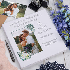 Personalised 5 Years Together Large Linen Photo Album Custom Photos Memory Keepsake Album Anniversary Couple Gift