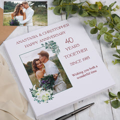 Personalised 40 Years Together Large Linen Photo Album Custom Photos Memory Keepsake Album Anniversary Couple Gift