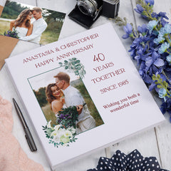 Personalised 40 Years Together Large Linen Photo Album Custom Photos Memory Keepsake Album Anniversary Couple Gift