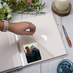 Personalised Large Linen Photo Funeral Condolence Memorial Album Green & Gold Frame