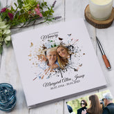Personalised Photo Funeral Condolence Memorial Linen Album With Butterflies