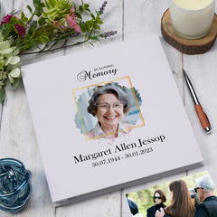 Personalised Funeral Condolence Memorial Linen Album With Photo