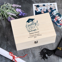 Personalised Large Wooden Graduation Keepsake Memory Box Gift