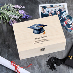 Personalised Large Wooden Graduation Keepsake Memory Box Gift