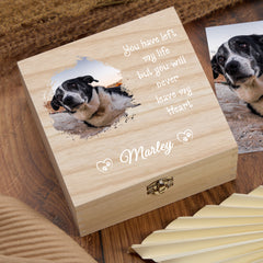 Personalised Pet Memorial Remembrance Wooden Keepsake Box With Photo For Pet Lovers Custom Condolence & Sympathy Treasure Gift