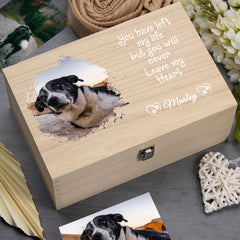 Custom Pet Memorial Remembrance Wooden Keepsake Box With Photo For Pet Lovers Personalised Condolence & Sympathy Treasure Gift