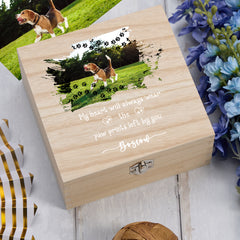 Custom Remembrance Pet Memorial Wooden Photo Keepsake Box For Pet Lovers Personalised Condolence & Sympathy Gift