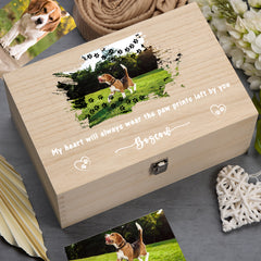 Custom Remembrance Pet Memorial Wooden Photo Keepsake Box For Pet Lovers Personalised Condolence & Sympathy Gift