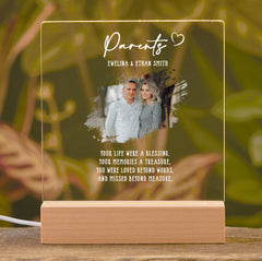 Personalised Parents Photo Memorial Lamp Night Light Condolence Sympathy Gift