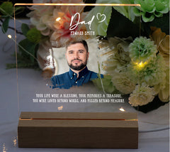 Personalised Dad Photo Memorial Lamp Night Light Condolence Sympathy Gift