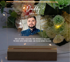 Personalised Daddy Photo Memorial Lamp Night Light Condolence Sympathy Gift