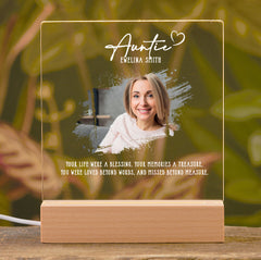 Personalised Auntie Photo Memorial Lamp Night Light Condolence Sympathy Gift