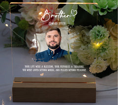 Personalised Brother Photo Memorial Lamp Night Light Condolence Sympathy Gift