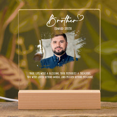 Personalised Brother Photo Memorial Lamp Night Light Condolence Sympathy Gift