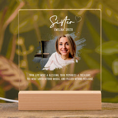 Personalised Sister Photo Memorial Lamp Night Light Condolence Sympathy Gift