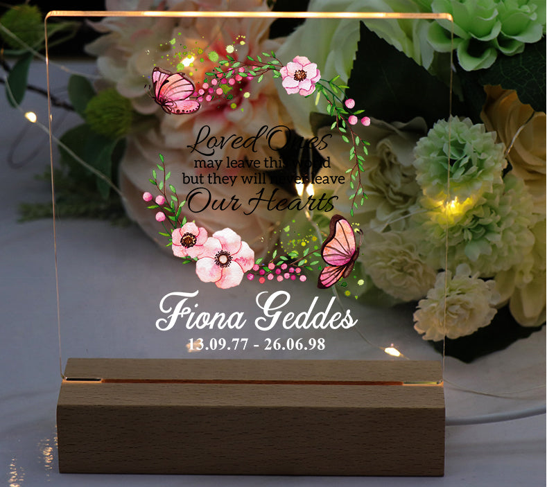 Personalised Memorial Remembrance Lights With Sentiments Personalised Lights ukgiftstoreonline Butterfly Design and Sentiment